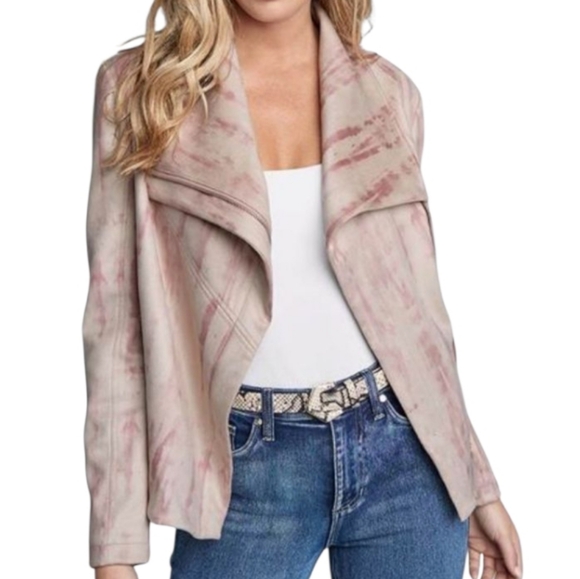 VENUS Jackets & Blazers - VENUS Tie Dye Faux Suede Moto Jacket